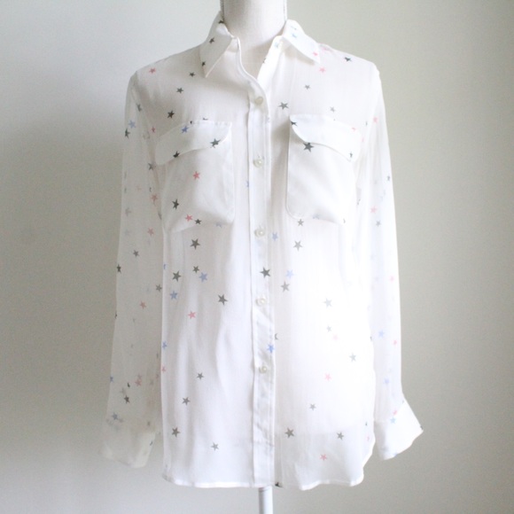 Equipment White Star Print Button Down Shirt - Picture 3 of 8
